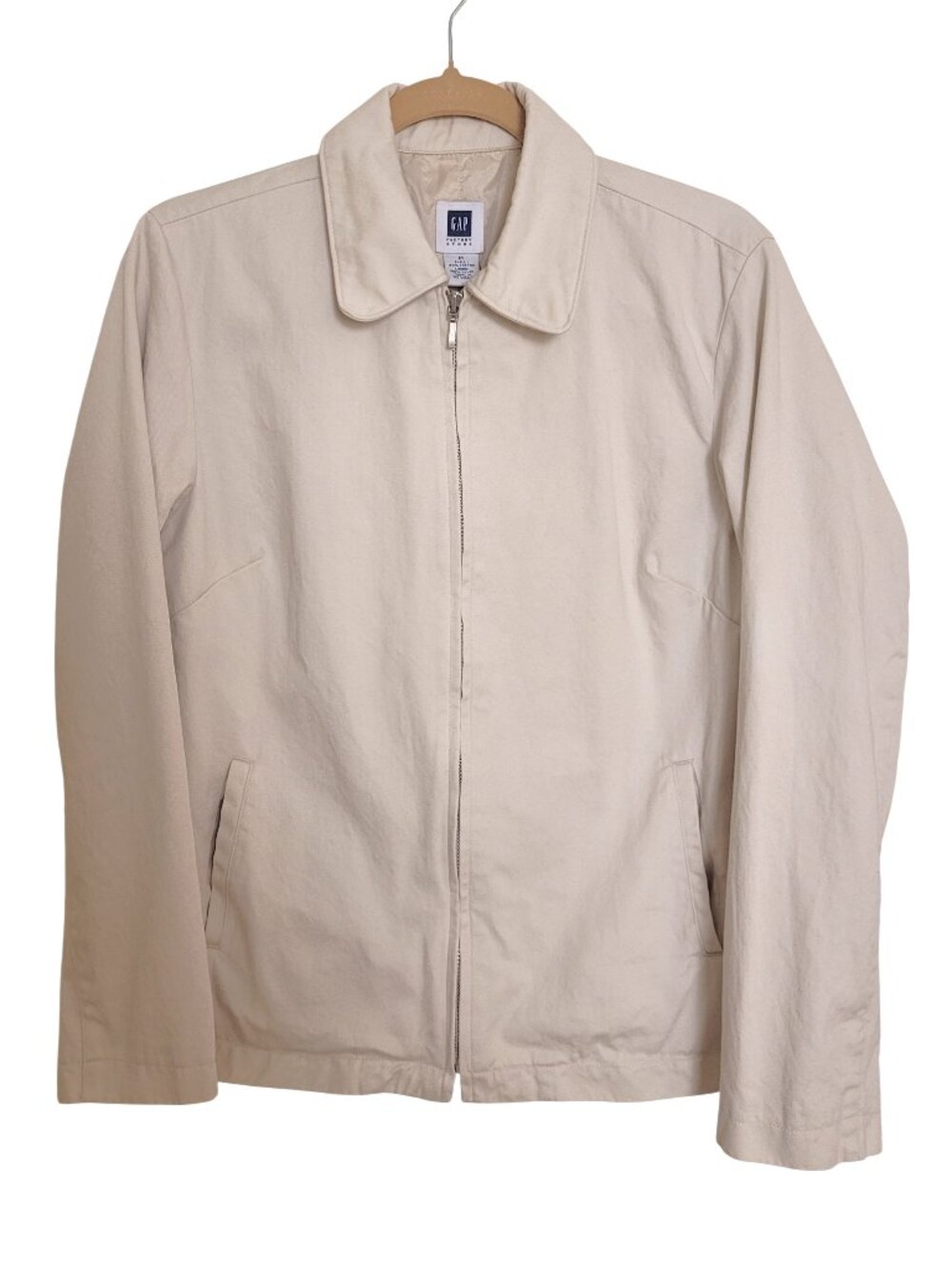 Gap Factory Off-White Zip Up Cotton Jacket with Pockets women's medium